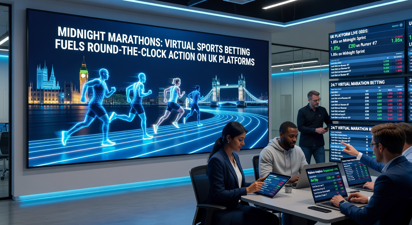 Close-up of a smartphone screen showing live virtual football betting odds updating in real-time during late-night hours