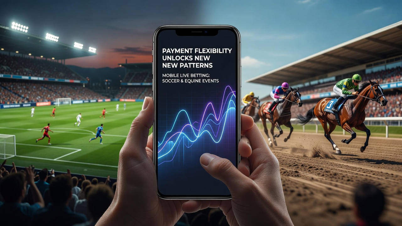 Split view of smartphone screens displaying live equine racing odds alongside soccer match betting panels with payment confirmation popups